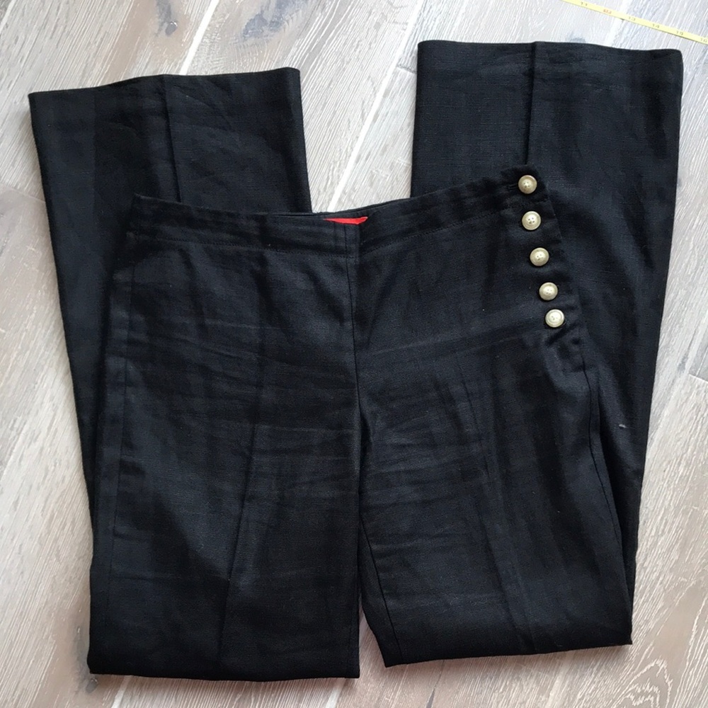 Anthropologie Black Linen Flare Pants